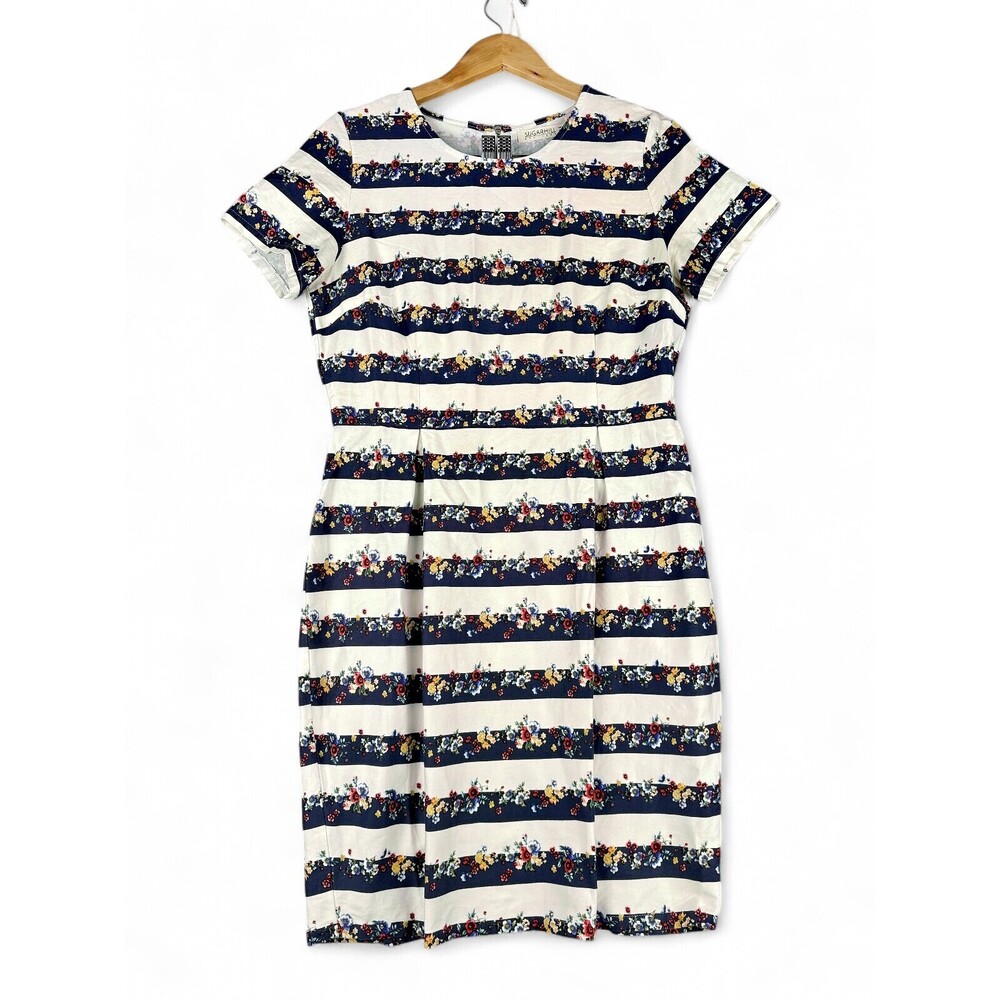 Sugarhill Floral Stripe Midi Dress Size 10 —‎ Fit & Flare